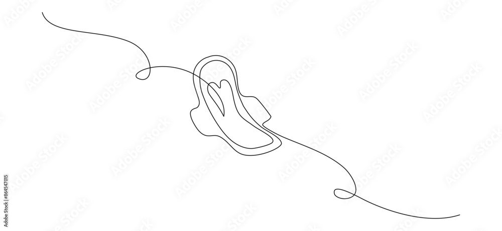 One continuous line drawing of sanitary napkin and pad. Menstruation cycle and menstrual calendar concept in simple linear style. Hygienic absorbent in Editable stroke. Contour Vector illustration One continuous line drawing of sanitary napkin and pad. Menstruation cycle and menstrual calendar concept in simple linear style. Hygienic absorbent in Editable stroke. Contour Vector illustration