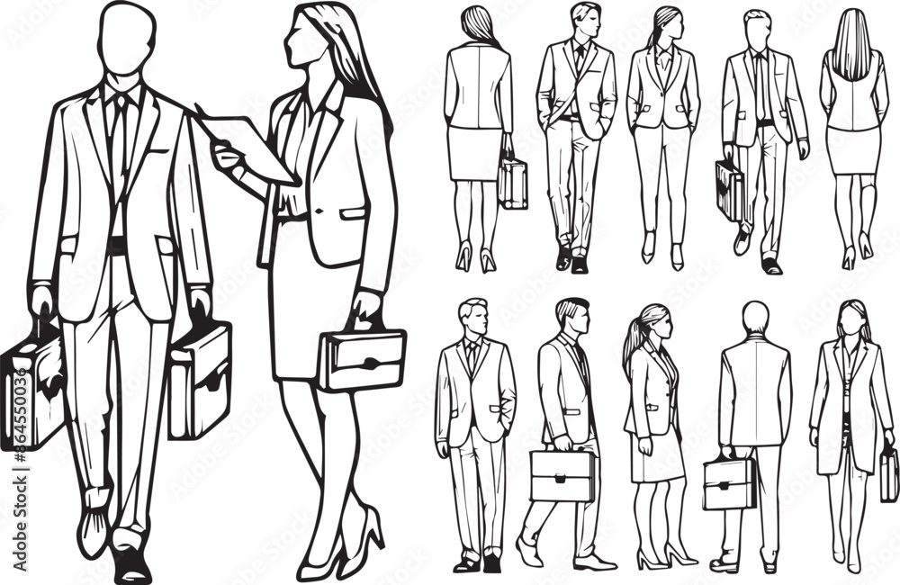 People in Motion: Line Art for Design Professionals, Vector Illustration. Each figure is presented from front, back, and side views, allowing for maximum flexibility in your design layouts. People in Motion: Line Art for Design Professionals, Vector Illustration. Each figure is presented from front, back, and side views, allowing for maximum flexibility in your design layouts.