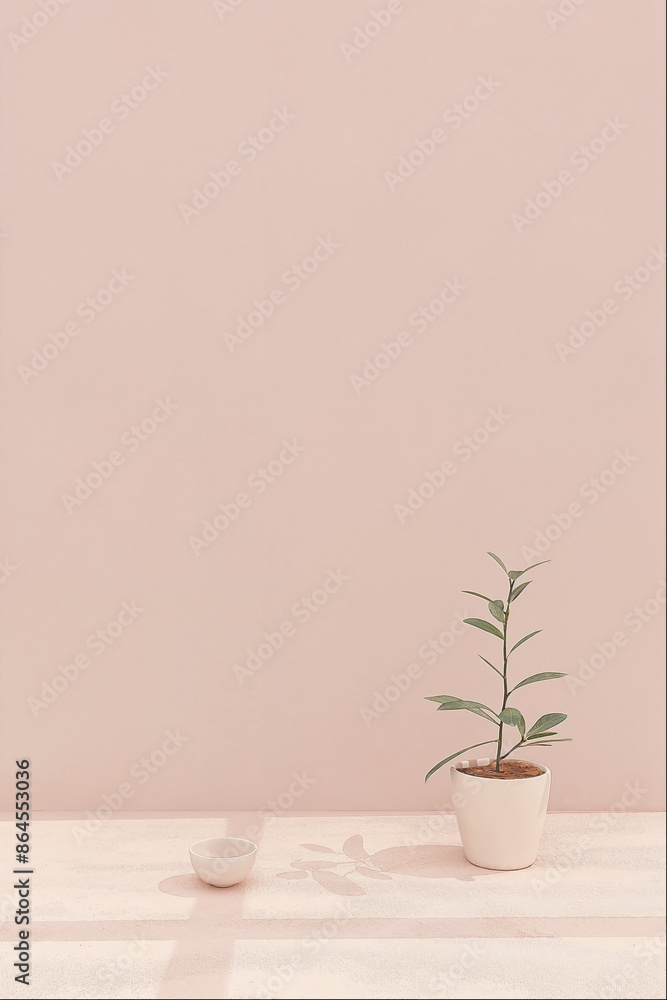 Minimalist plant decor in a pastel room Minimalist plant decor in a pastel room