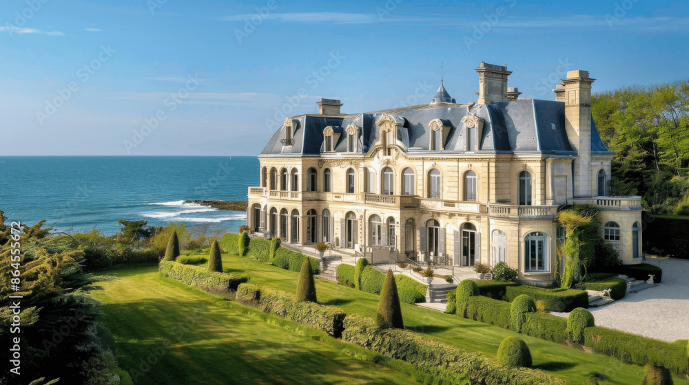 Fototapeta premium French Manor by the Sea - 8K Wallpaper 