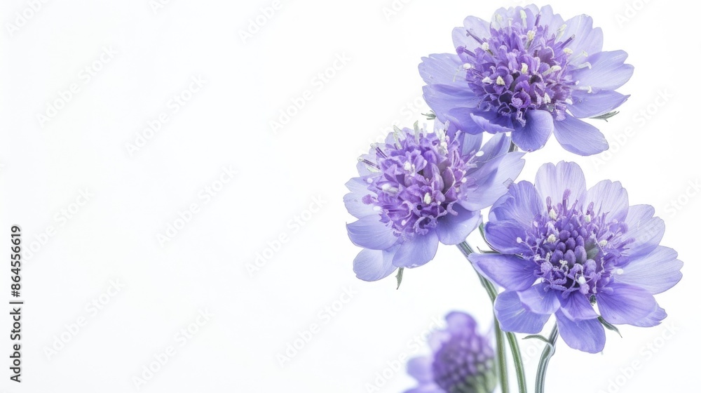 Obraz premium Field Scabious Flower isolated on white background. Knautia arvensis. Beautiful blooming bouquet