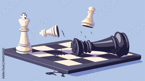 Checkmate white chess defeats black king. Vector illusion