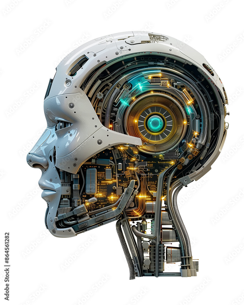 Fototapeta premium AI Artificial Intelligence Robot Head