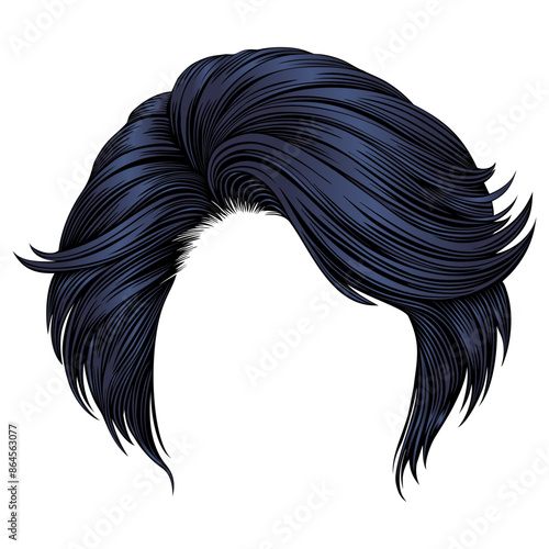 trendy woman disheveled hairs black colors . 
 beauty fashion .  realistic 3d 

