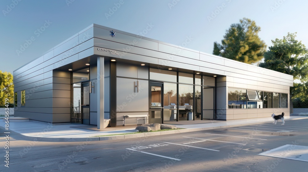 custom made wallpaper toronto digitalmodern veterinary clinic with sleek, hygienic aluminum siding, designed to provide a clean and inviting environment for pets and their owners