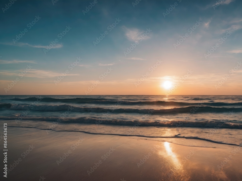 beautiful sunset at the beach, high ligth blue beautiful sunset at the beach, high ligth blue