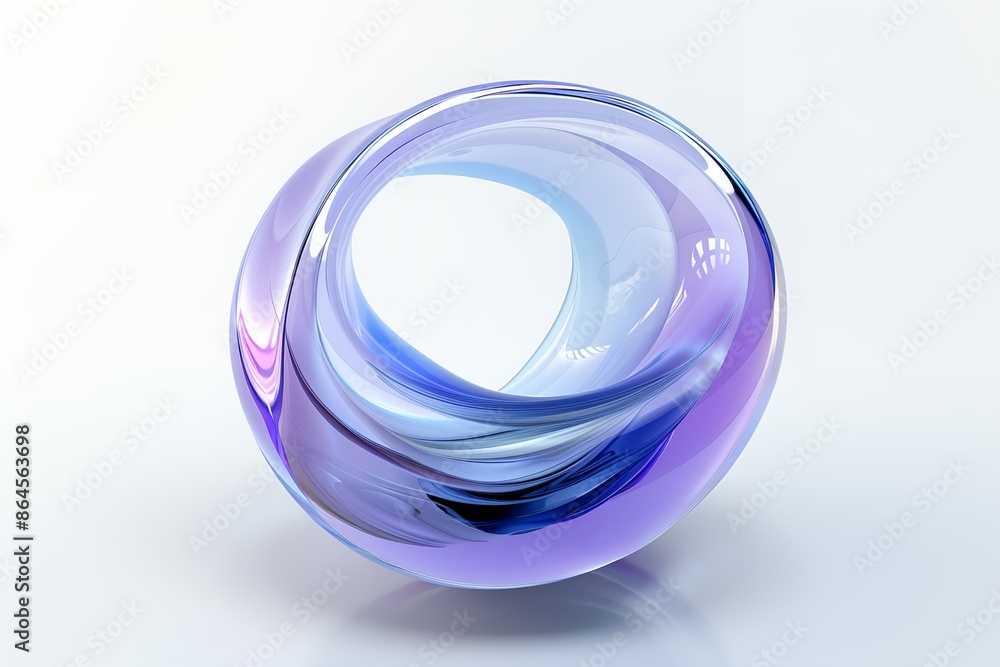 A purple and blue glass sphere with a circular shape. The sphere is in a white background A purple and blue glass sphere with a circular shape. The sphere is in a white background