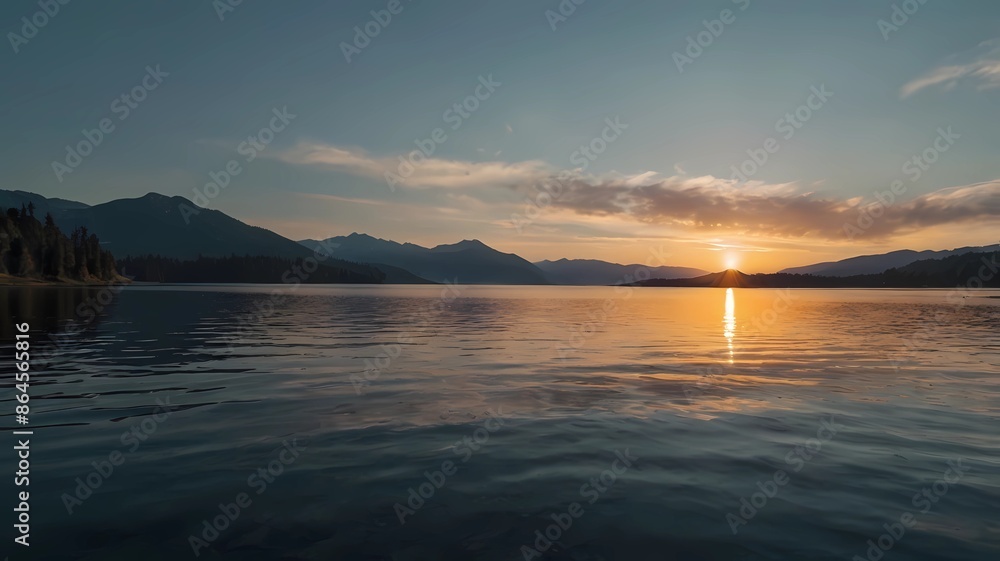 Obraz premium sunset over the lake