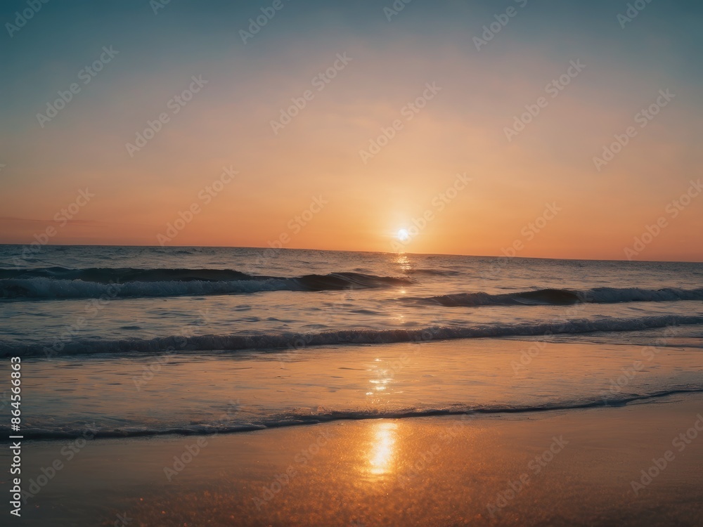 beautiful sunset at the beach, high ligth blue beautiful sunset at the beach, high ligth blue
