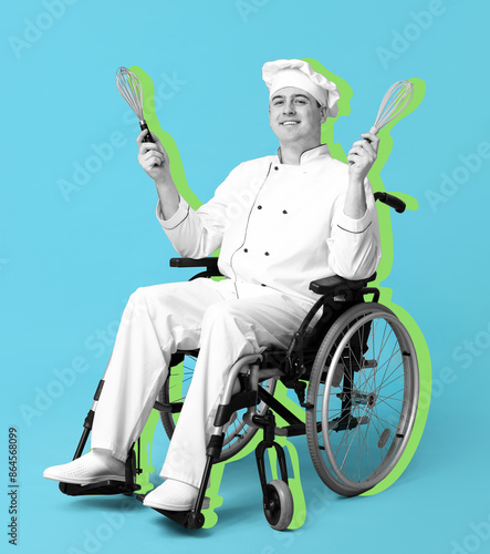 Male chef in wheelchair wit...