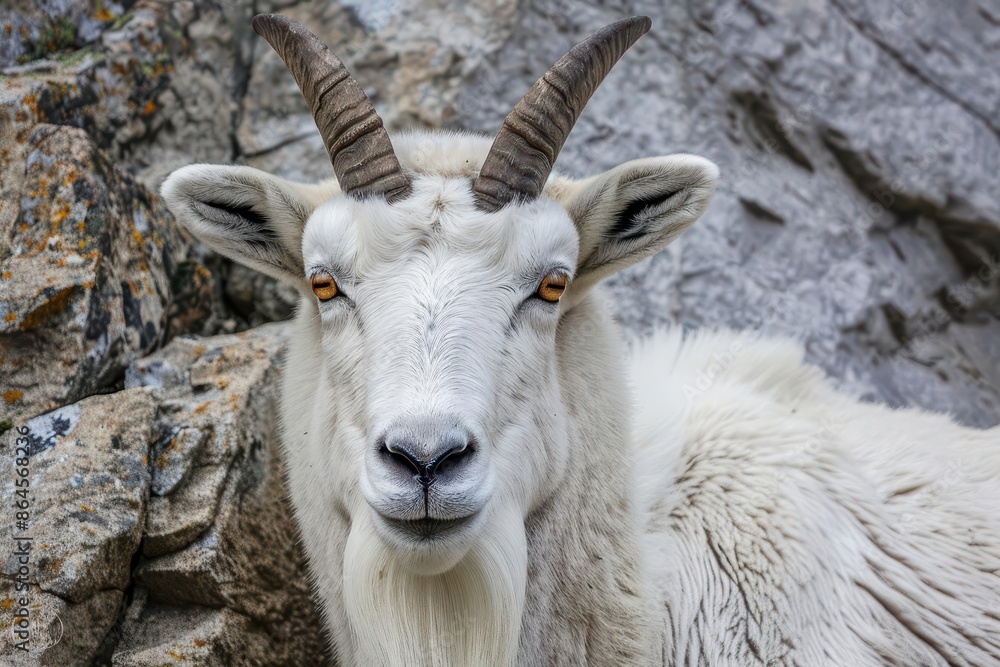 closeup portrait of majestic mountain goat weathered fur texture piercing eyes rugged alpine background wildlife photography style closeup portrait of majestic mountain goat weathered fur texture piercing eyes rugged alpine background wildlife photography style