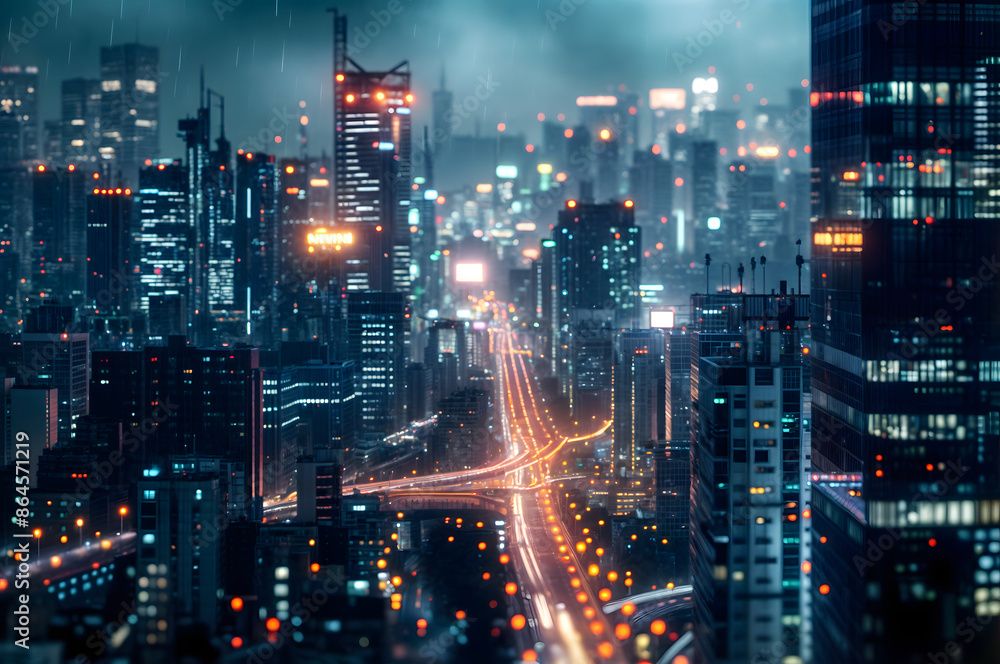Night cityscape with skyscrapers and high-rise buildings. Concept of international business. Night cityscape with skyscrapers and high-rise buildings. Concept of international business.