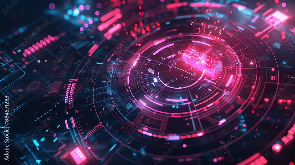 Futuristic Technology Background. Abstract Digital Interface with Glowing Lights and Circular Design. Perfect for tech, innovation, and cybersecurity themes. Futuristic Technology Background. Abstract Digital Interface with Glowing Lights and Circular Design. Perfect for tech, innovation, and cybersecurity themes.