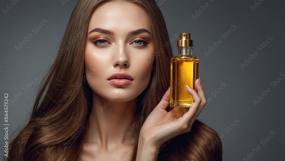 Beautiful girl, hair, cosmetic oil template Beautiful girl, hair, cosmetic oil template