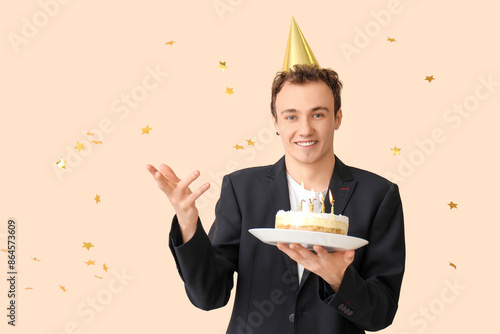 Young businessman with birt...
