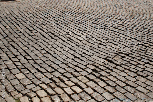 Detail of historic cobblestone street in Mount Vernon Baltimore Maryland