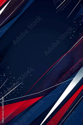 Abstract modern wallpaper background. Creative modern wavy lines in red, white, navy blue colors on black background