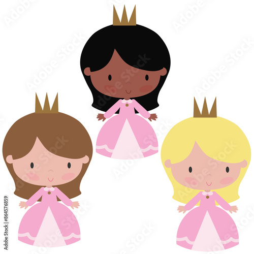 Cute princess vector cartoon illustration