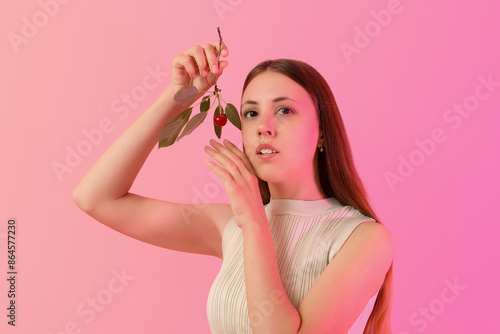 Beautiful young woman with ...