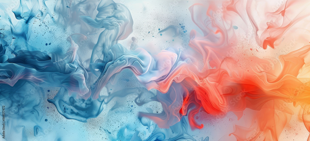 Abstract colorful smoke art in motion: red and blue swirling patterns Abstract colorful smoke art in motion: red and blue swirling patterns