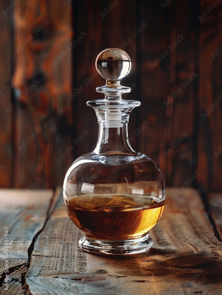Whiskey bottle on wood Whiskey bottle on wood