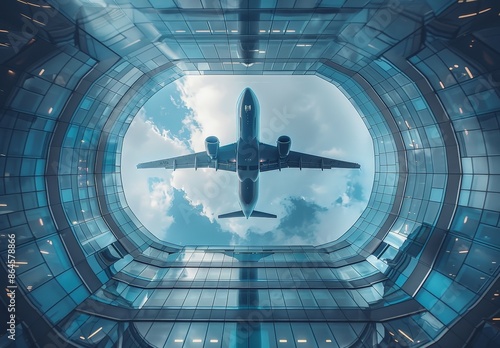 An airplane flying above a ...