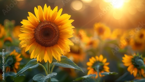 Beautiful sunflowers in a f...