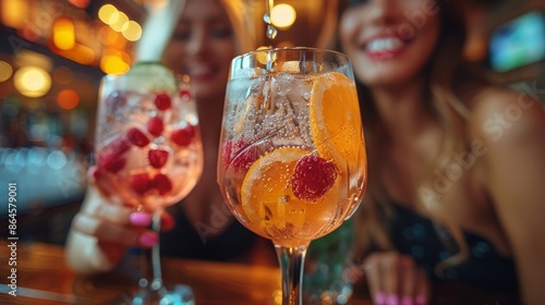 girls out in a cocktail bar...