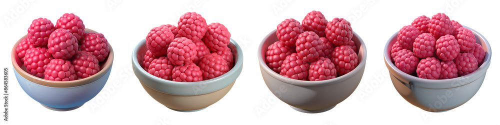 3D raspberries in a jar isolated on transparent background PNG file