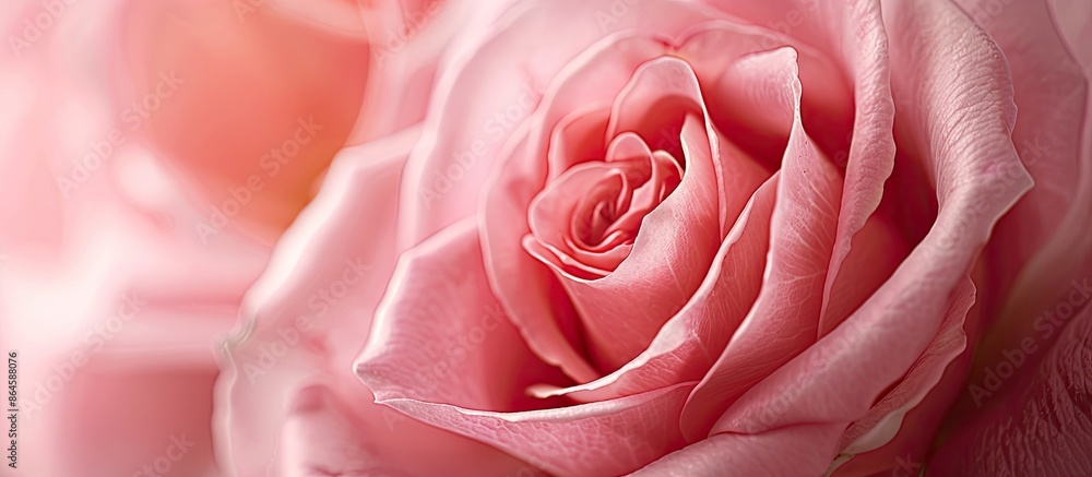 Detailed close-up of a lovely pink rose with ample copy space for Valentine's Day, love, and wedding themes. Detailed close-up of a lovely pink rose with ample copy space for Valentine's Day, love, and wedding themes.