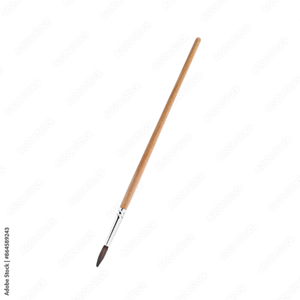 Paint brush with wooden handle isolated on white Paint brush with wooden handle isolated on white