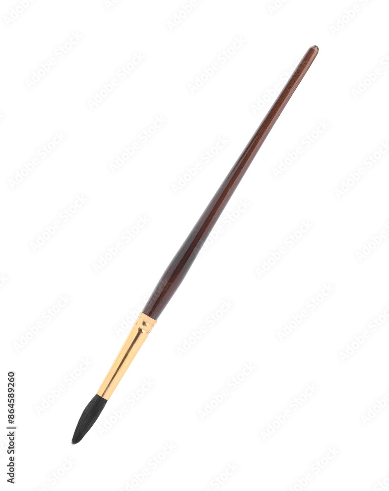 Paint brush with wooden handle isolated on white Paint brush with wooden handle isolated on white