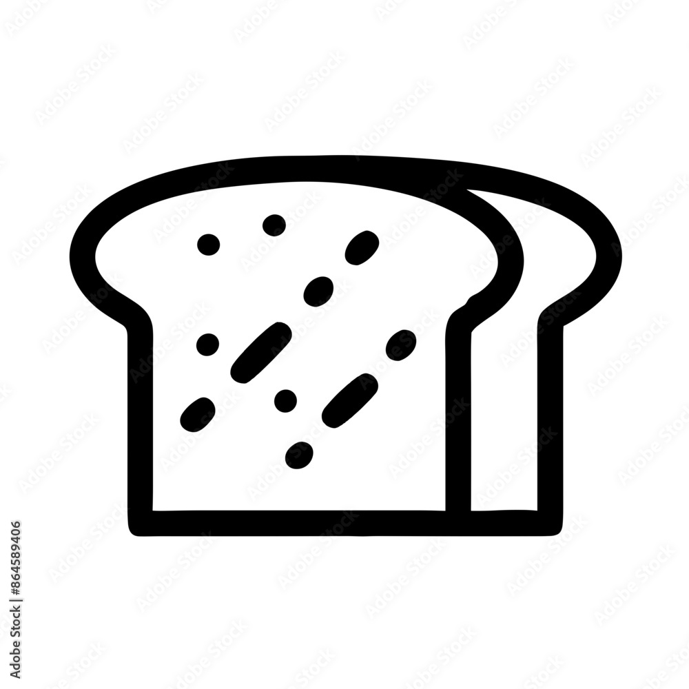 Minimalist black and white bread icon, food and bakery representation Minimalist black and white bread icon, food and bakery representation