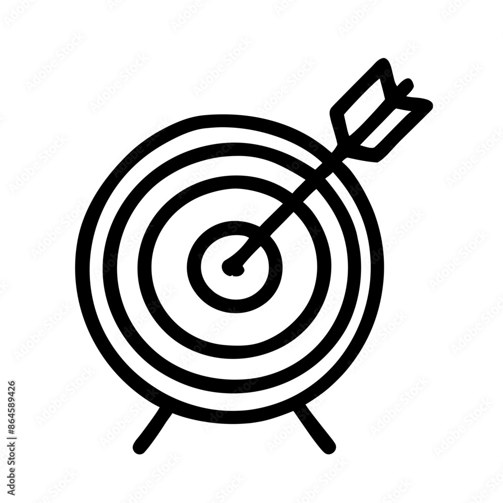 Minimalist black and white target icon, accuracy and focus representation Minimalist black and white target icon, accuracy and focus representation