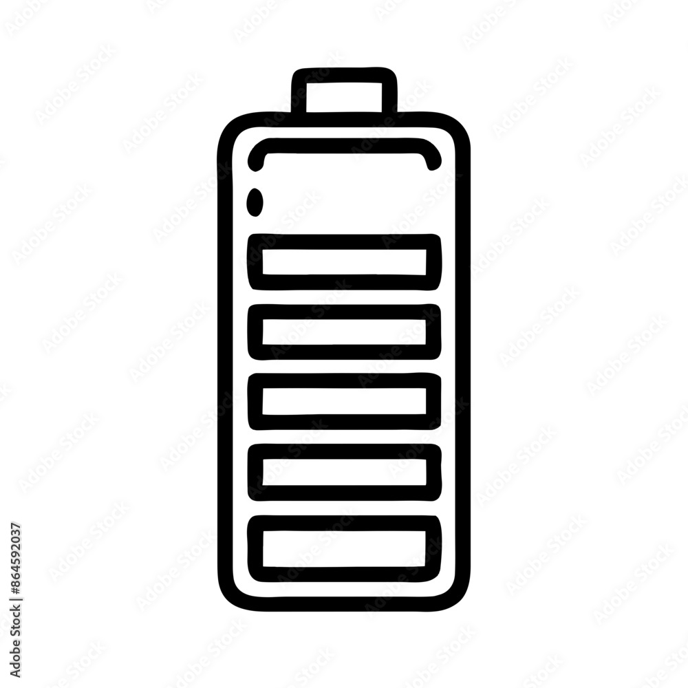 Minimalist black and white battery icon, power and energy representation Minimalist black and white battery icon, power and energy representation