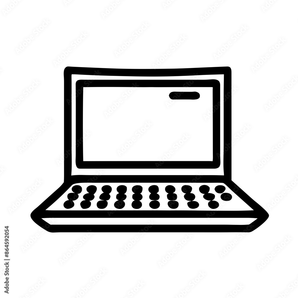 Minimalist Laptop Icon, Black and White, Represents Technology and Work Minimalist Laptop Icon, Black and White, Represents Technology and Work