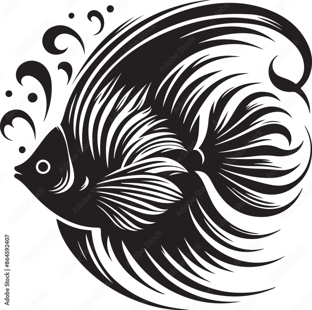 Fototapeta premium Angelfish Silhouette vector illustration