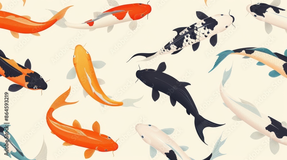Illustration of koi fish on a plain background Illustration of koi fish on a plain background