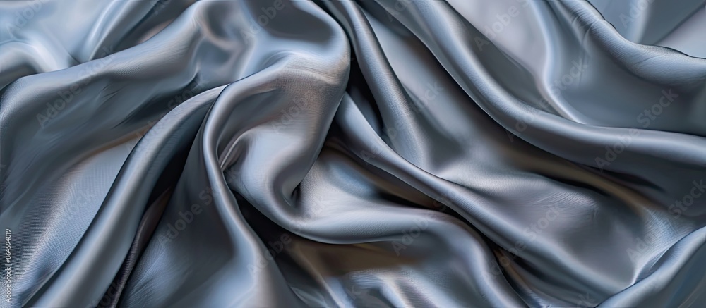 Top view of a smooth and elegant grey satin texture on a gray silk fabric background with copy space image. Top view of a smooth and elegant grey satin texture on a gray silk fabric background with copy space image.