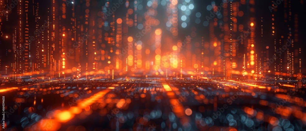 Abstract Tech Picture. Digital Graph in Sparkling Golden Colors Abstract Tech Picture. Digital Graph in Sparkling Golden Colors