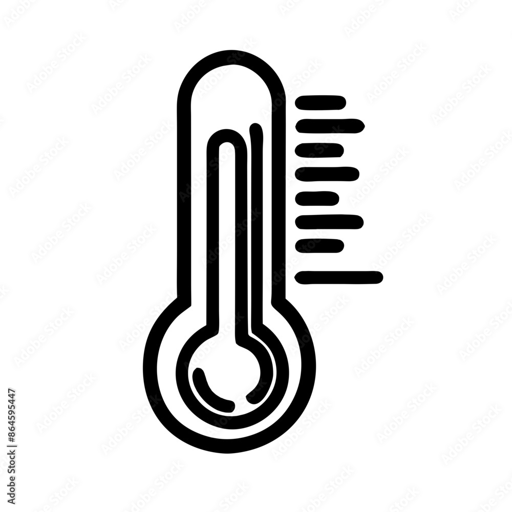 Minimalist Thermometer Icon, Black and White, Represents Temperature and Measurement Minimalist Thermometer Icon, Black and White, Represents Temperature and Measurement