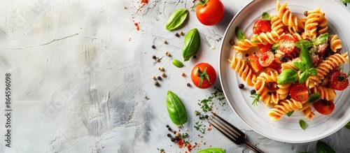 Wallpaper Mural Italian cuisine featuring a plate of pasta with copy space image. Torontodigital.ca