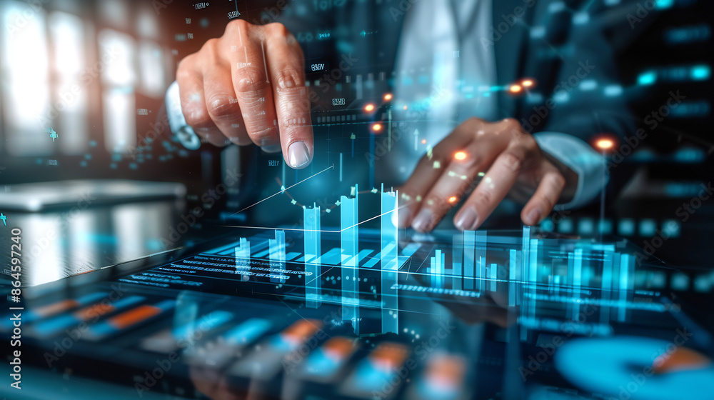 Financial Growth Charts and Graphs on Digital Display Financial Growth Charts and Graphs on Digital Display