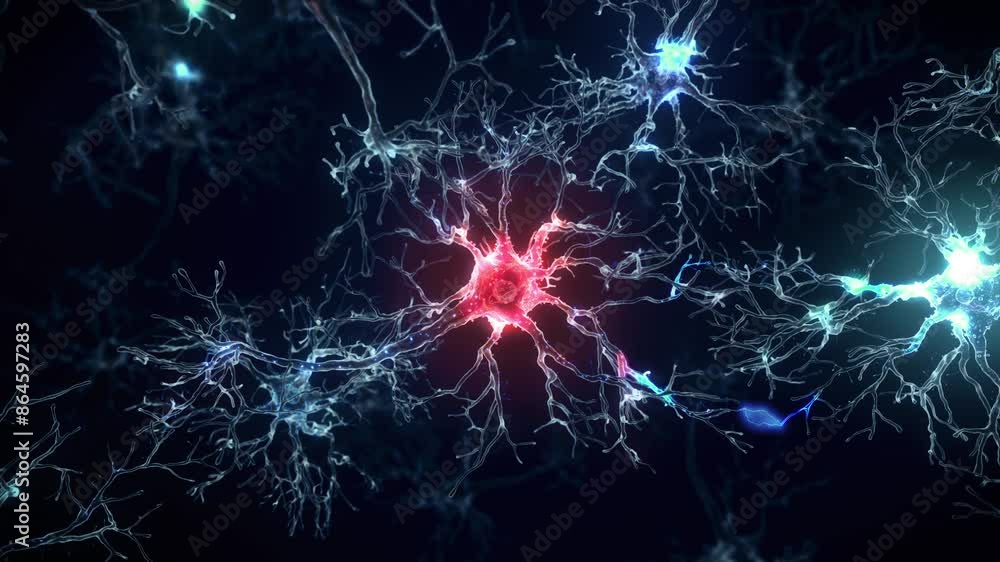 Neuron Pulse Inside communication of Neuron synapse network. Healthy neurons pulse ...