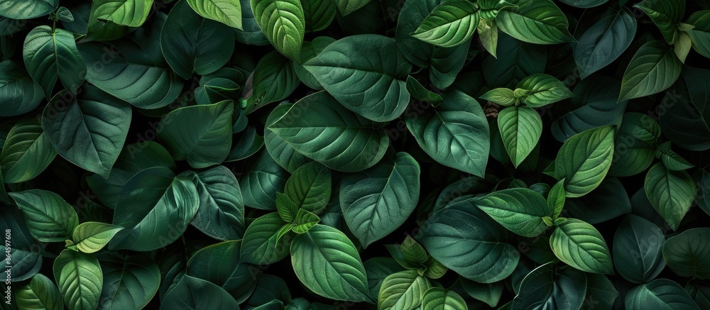 Fototapeta premium Close-up nature background with dense green leaves filling the copy space image.