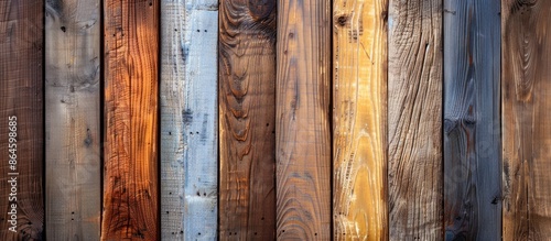 Rustic wooden planks arranged vertically in a copy space image. photo