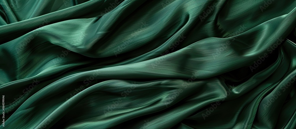 A deep green fabric with sizable drapes creating room for a copy space image. A deep green fabric with sizable drapes creating room for a copy space image.