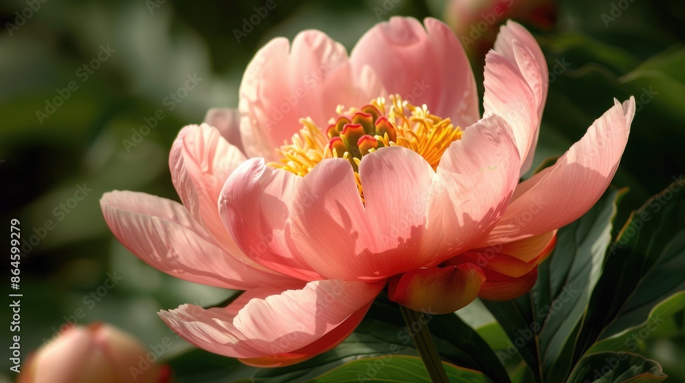 A close-up of a pink peony with delicate petals A close-up of a pink peony with delicate petals