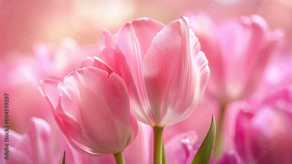 Fototapeta premium A close-up of a pink tulip with delicate petals