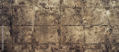 Texture of an aged concrete block wall in a faded brown hue with a background suitable for copy space image.